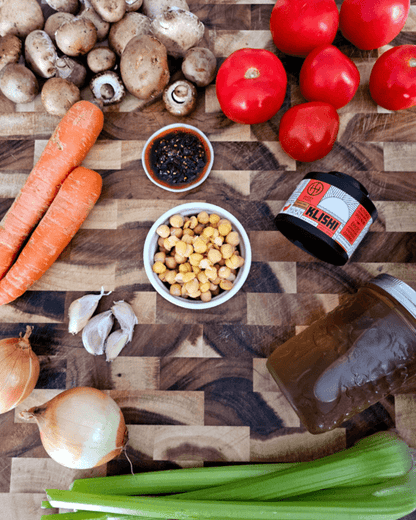 Sopa vegana de garbanzos y champiñones Klishi