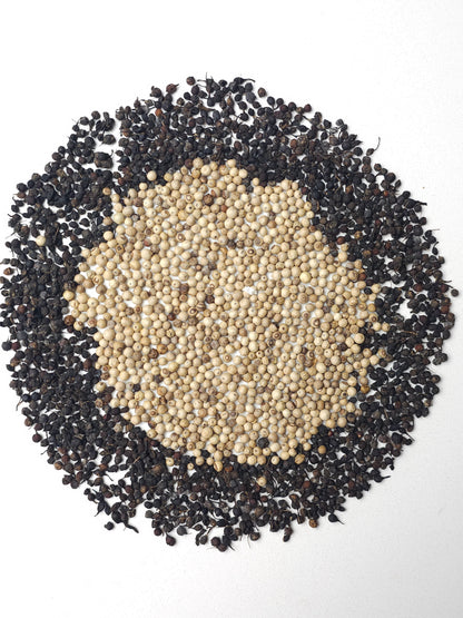 Black and White Peppercorns